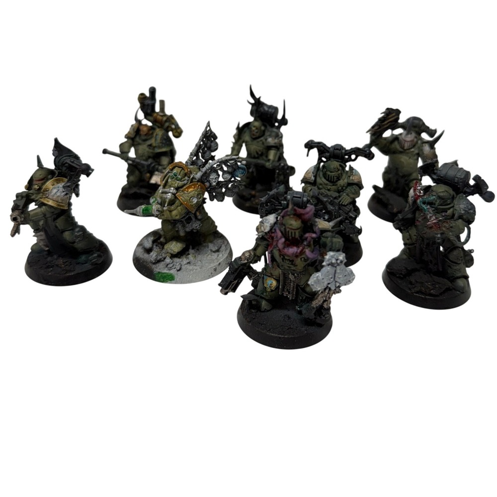Warhammer 40k Death Guard Plague Marines & Biologus Putrifier Painted 8pc Lot